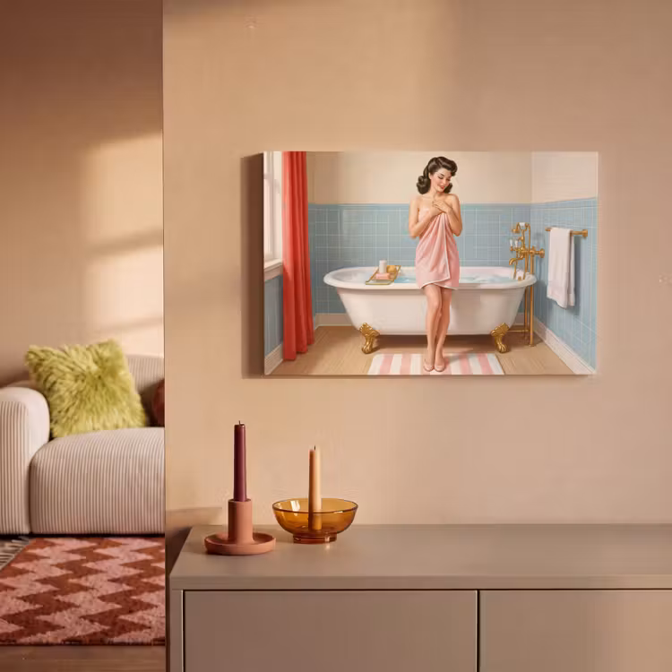 Badkamer - Vrouw - Roze canvas 2cm klein -sfeer1