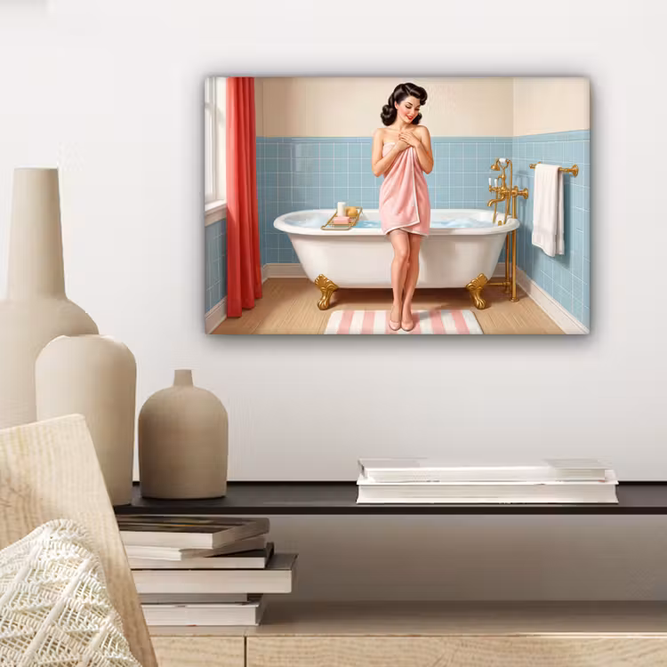 Badkamer - Vrouw - Roze canvas 2cm klein -closeup_print_DE