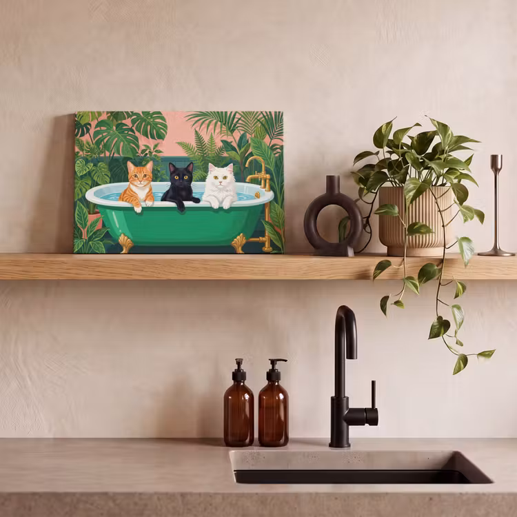 Badkamer - Kattenparade - Kleurrijk canvas 2cm klein -sfeer3