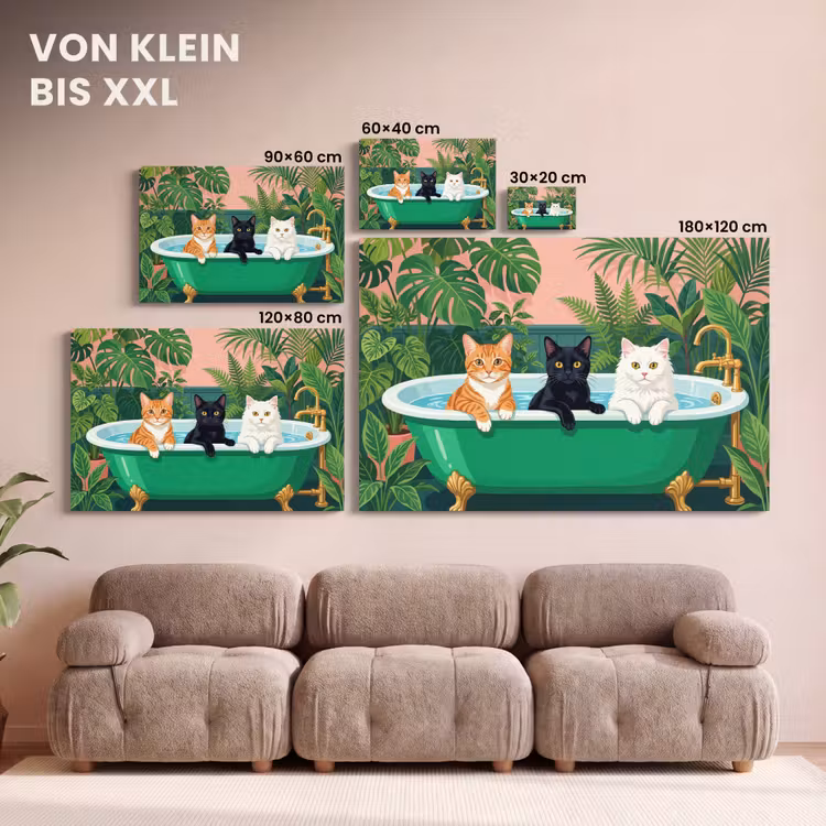 Badkamer - Kattenparade - Kleurrijk canvas 2cm klein -Xsfeer8_DE