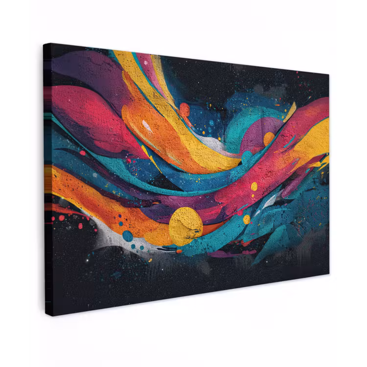 Banen - Golven - Kleurrijk - Abstract canvas 2cm klein -z3d