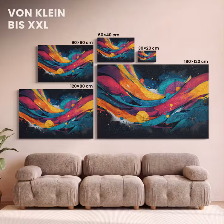 Banen - Golven - Kleurrijk - Abstract canvas 2cm klein -Xsfeer8_DE