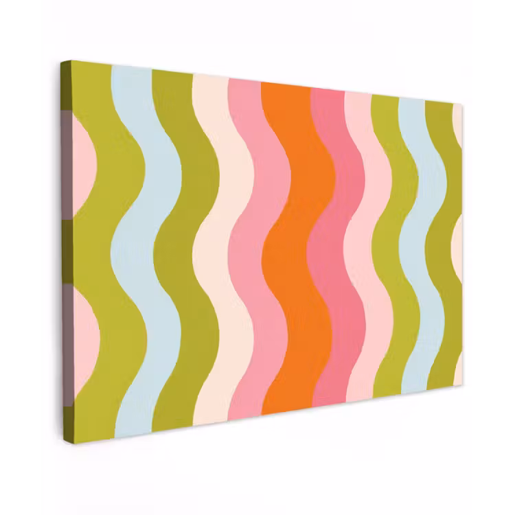 Banen - Golven - Kleurrijk - Verticaal canvas 2cm klein -z3d