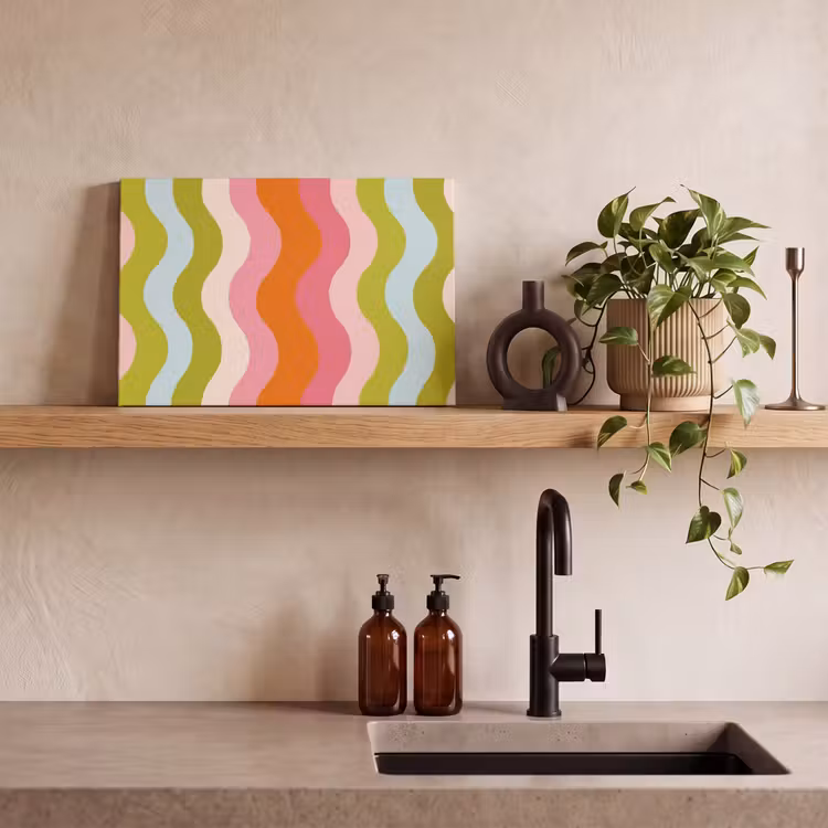 Banen - Golven - Kleurrijk - Verticaal canvas 2cm klein -sfeer3