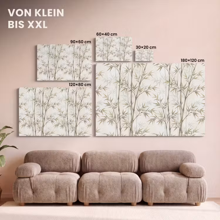 Bamboe - Bladeren - Natuur - Aquarel - Groen canvas 2cm klein -Xsfeer8_DE