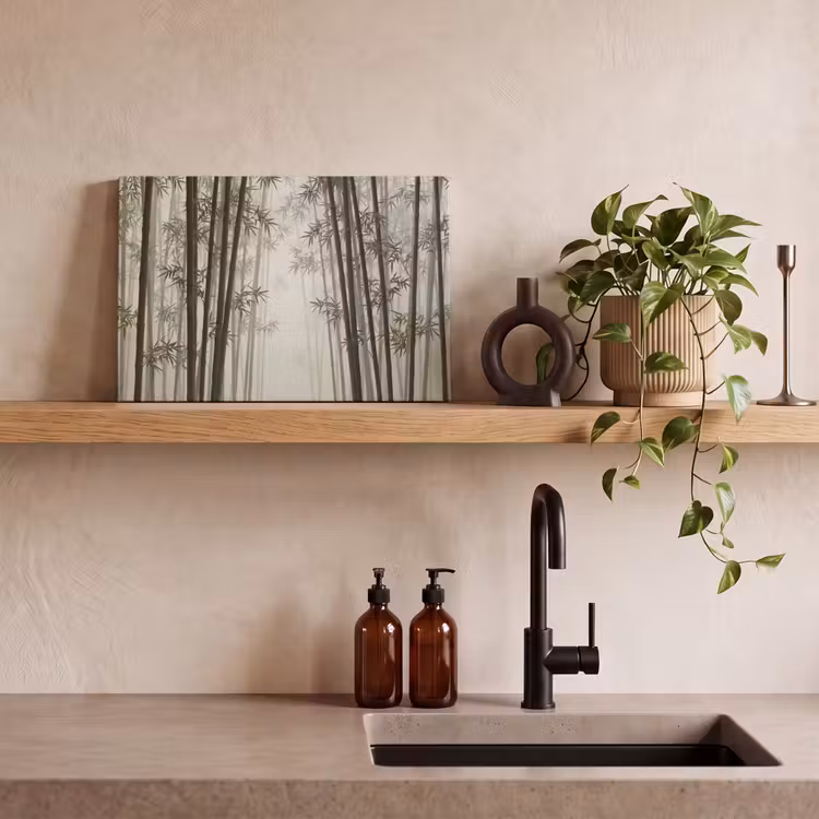 Bamboe - Bos - Mist - Natuur canvas 2cm klein -sfeer3