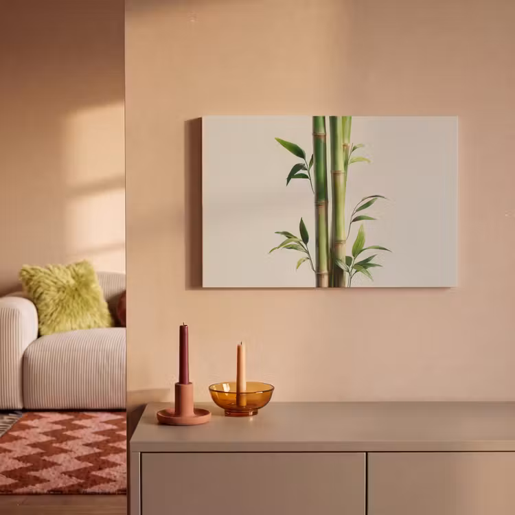Bamboestengels - Sierlijk - Groen canvas 2cm klein -sfeer1