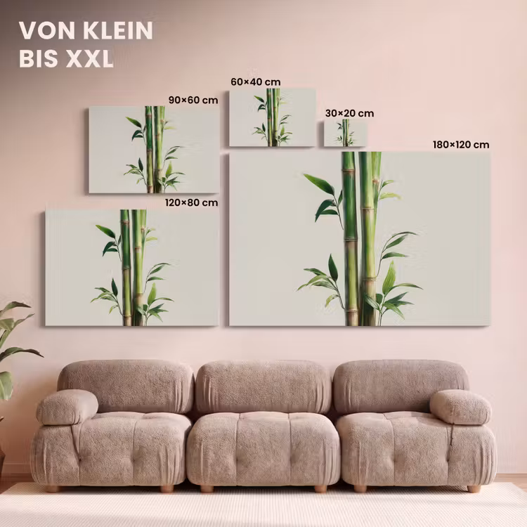 Bamboestengels - Sierlijk - Groen canvas 2cm klein -Xsfeer8_DE