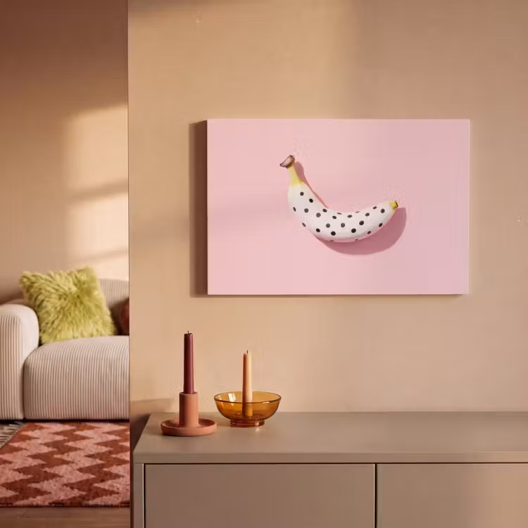 Banaan - Stippen - roze canvas 2cm klein -sfeer1