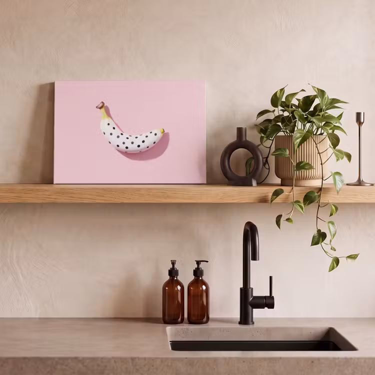 Banaan - Stippen - roze canvas 2cm klein -sfeer3