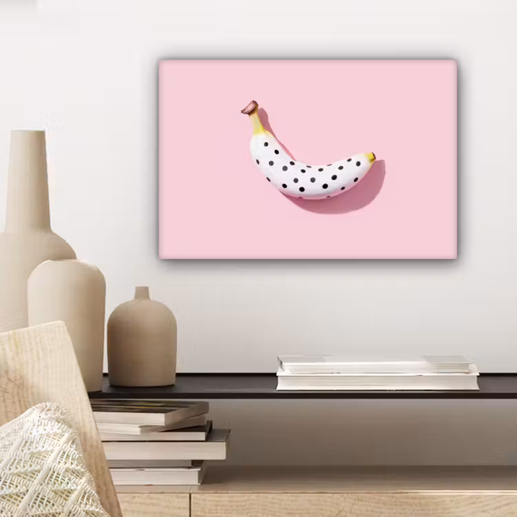 Banaan - Stippen - roze canvas 2cm klein -sfeer6