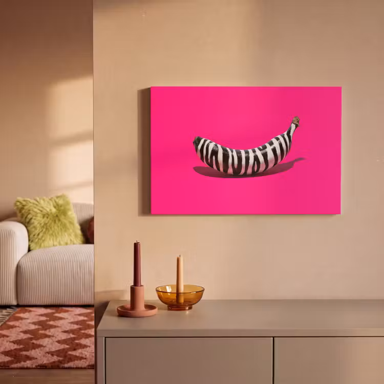 Banaan - Zebraprint - Roze canvas 2cm klein -sfeer1
