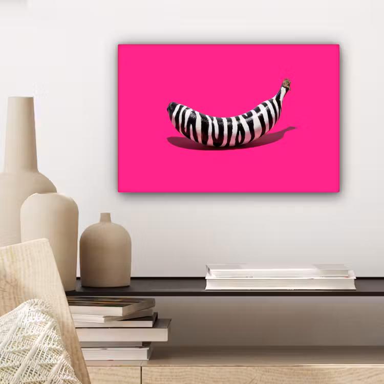Banaan - Zebraprint - Roze canvas 2cm klein -sfeer6