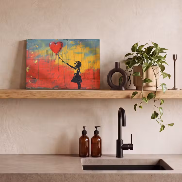 Banksy - Kunst - Graffiti - Meisje - Street art canvas 2cm klein -sfeer3