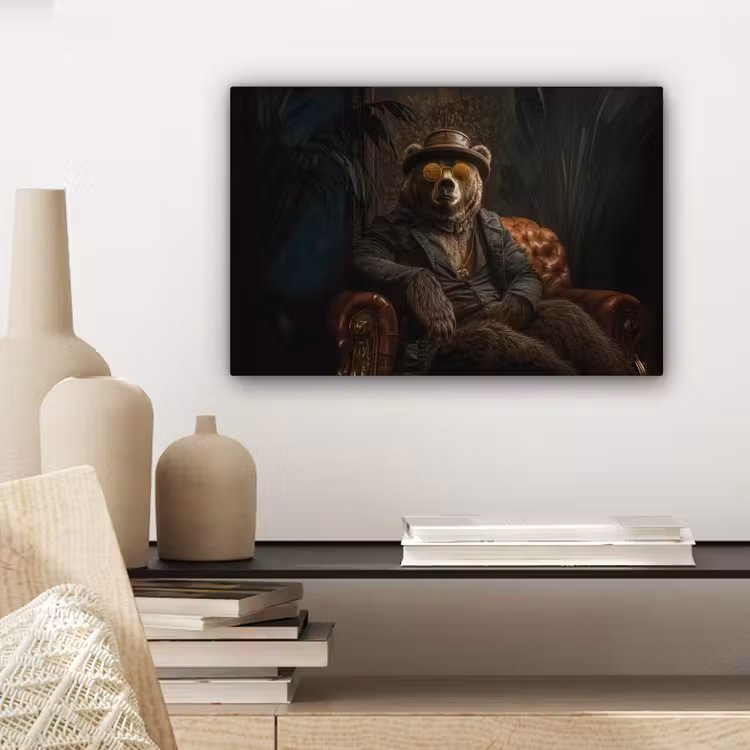 Beer - Bruin - Pak - Hoed canvas 2cm klein -closeup_print_DE