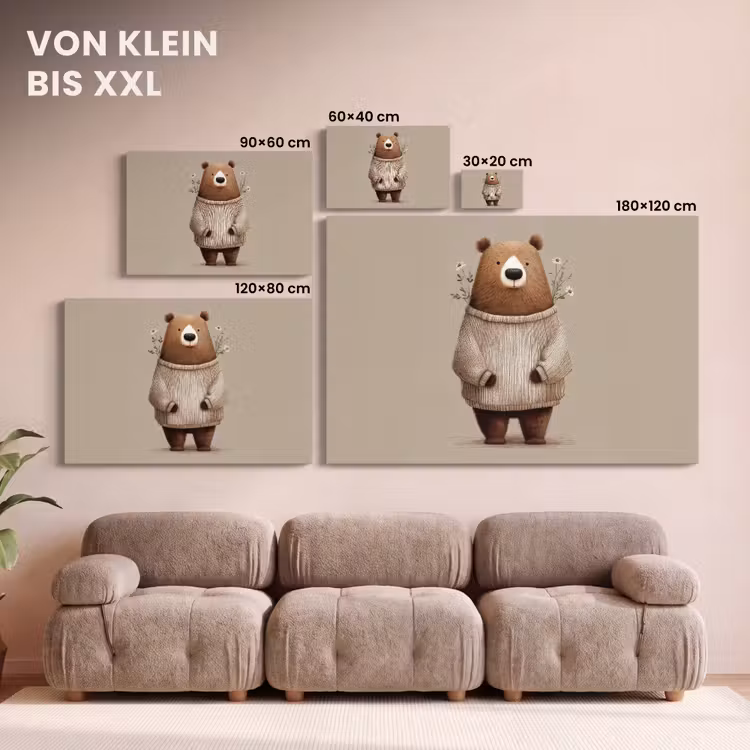 Beer - Witte bloemen - Knus canvas 2cm klein -Xsfeer8_DE