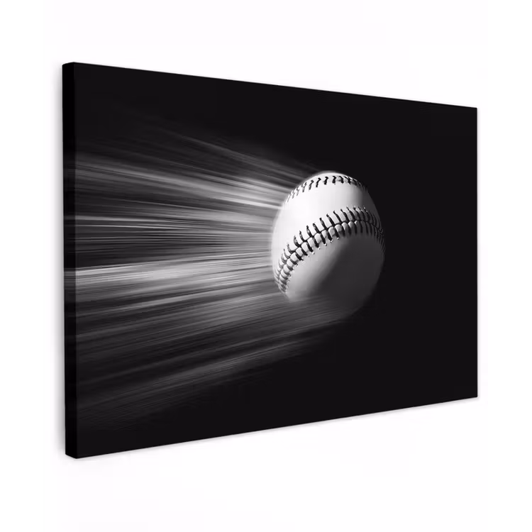 Honkbal - Wit - Vliegt canvas 2cm klein -z3d