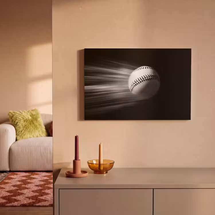 Honkbal - Wit - Vliegt canvas 2cm klein -sfeer1