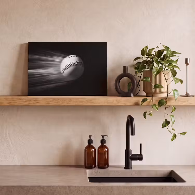 Honkbal - Wit - Vliegt canvas 2cm klein -sfeer3