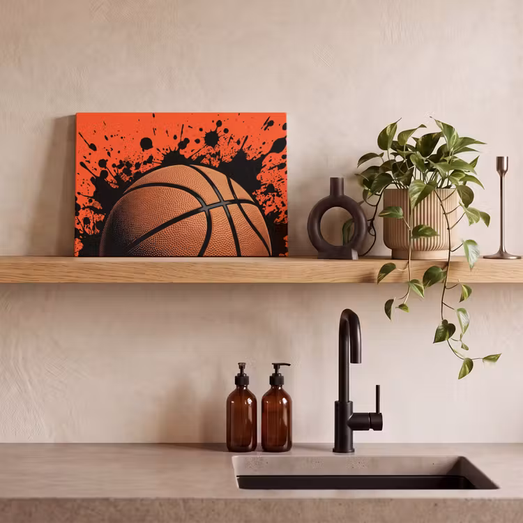 Basketbal - Verf - Sport - Oranje canvas 2cm klein -closeup_print_DE