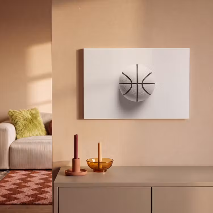 Basketbal - Wit - Schaduw - Lijnen canvas 2cm klein -sfeer1