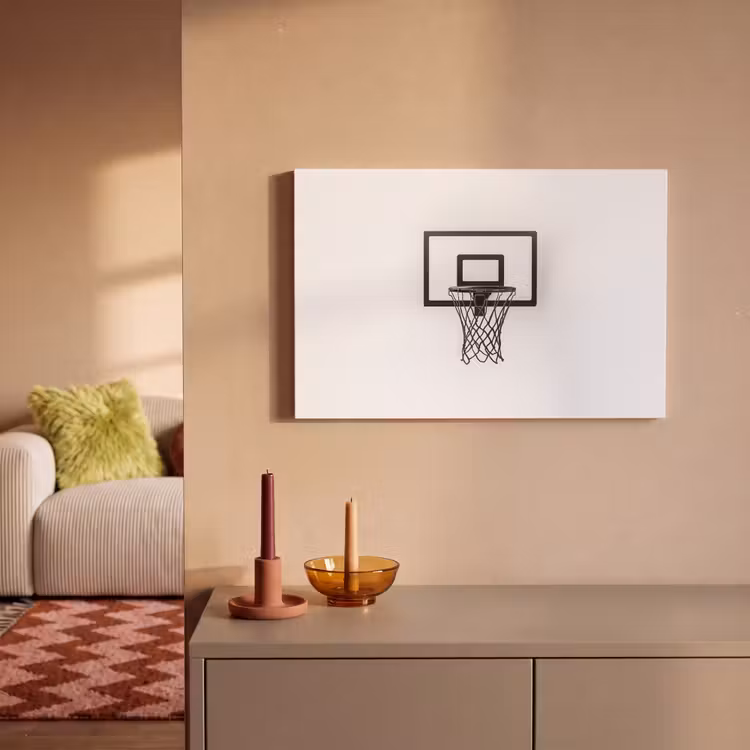 Basketbalbord - Minimalistisch - Zwart canvas 2cm klein -sfeer1