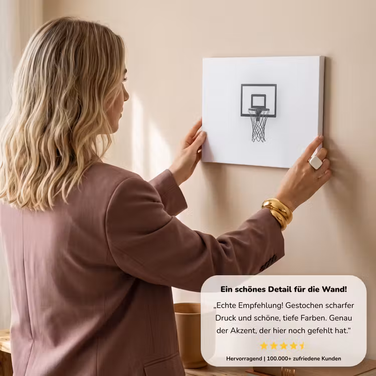 Basketbalbord - Minimalistisch - Zwart canvas 2cm klein -Xsfeer7_DE