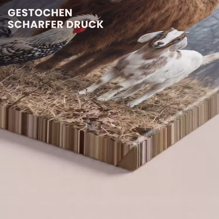 Boerderijdieren - Groep - Mist - Natuur - Rustiek canvas 2cm klein -closeup_print_DE