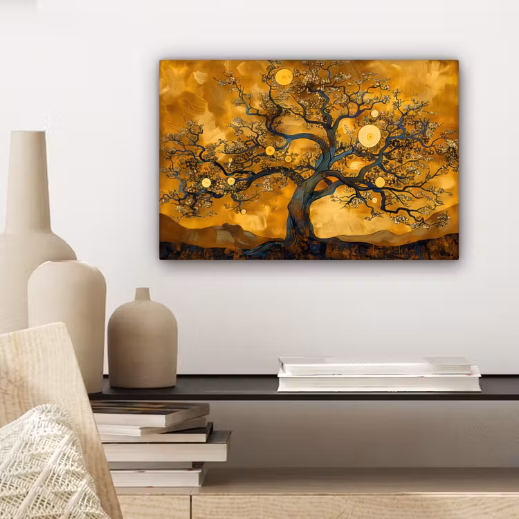 Boom - Levensboom - Abstract - Goud canvas 2cm klein -sfeer6