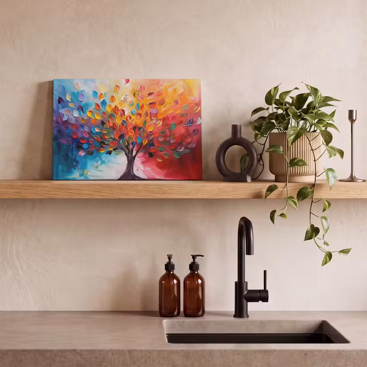 Boom - Levensboom - Kleurrijk - Abstract canvas 2cm klein -closeup_print_DE
