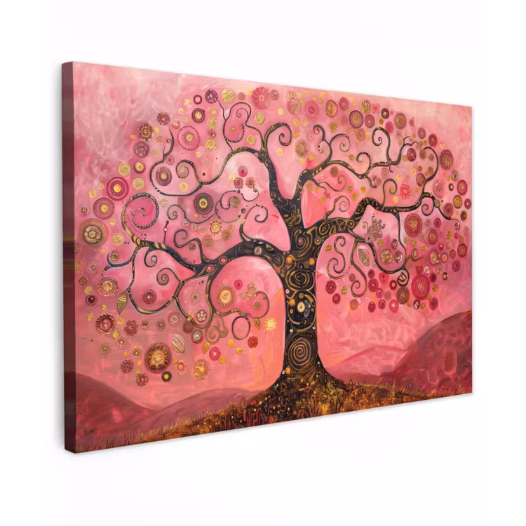 Boom - Levensboom - Roze - Goud canvas 2cm klein -z3d