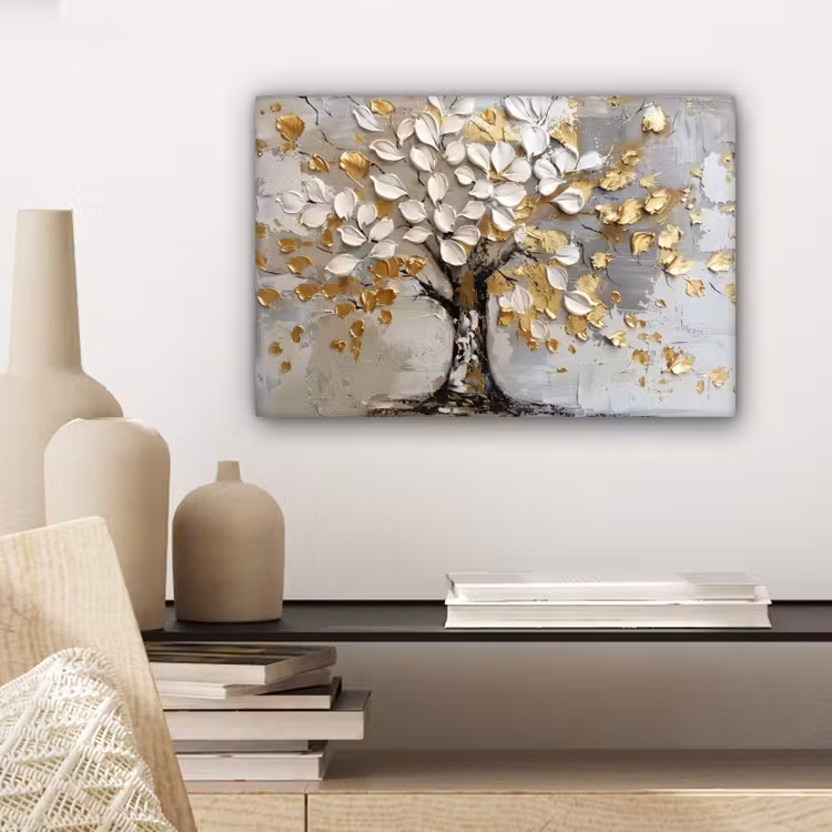 Boom - Beige - Grijs - Goud - Abstract canvas 2cm klein -closeup_print_DE