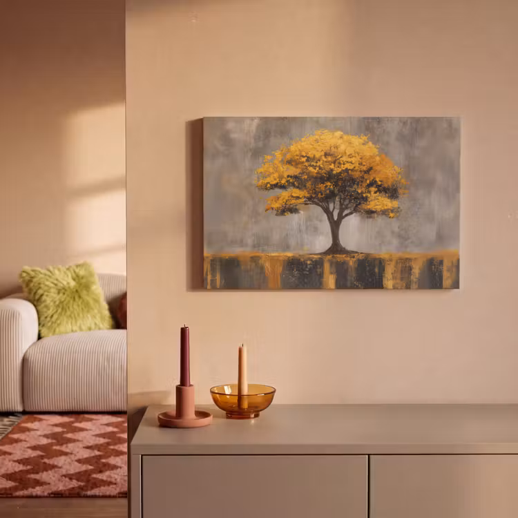 Boom - Bladeren - Goud - Abstract canvas 2cm klein -sfeer1