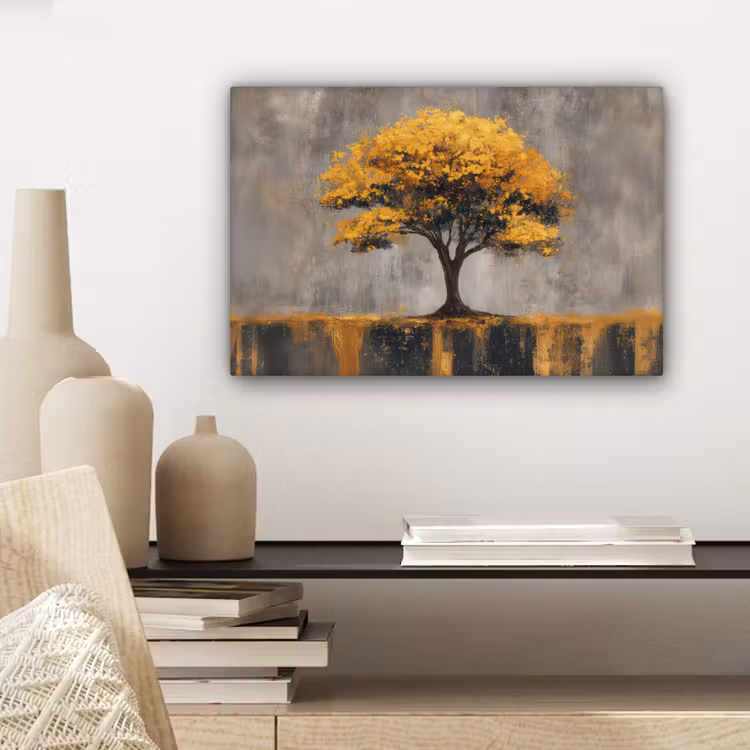 Boom - Bladeren - Goud - Abstract canvas 2cm klein -closeup_print_DE