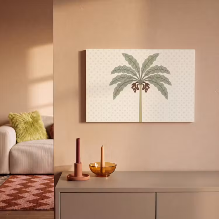 Boom - Bladeren - Groen - Decoratief - Beige canvas 2cm klein -sfeer1