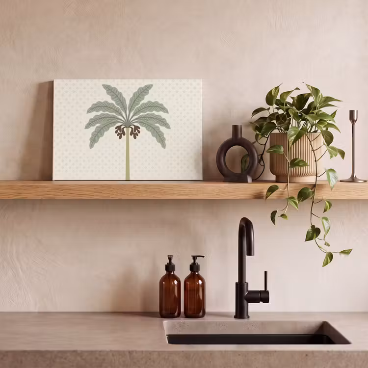 Boom - Bladeren - Groen - Decoratief - Beige canvas 2cm klein -sfeer6