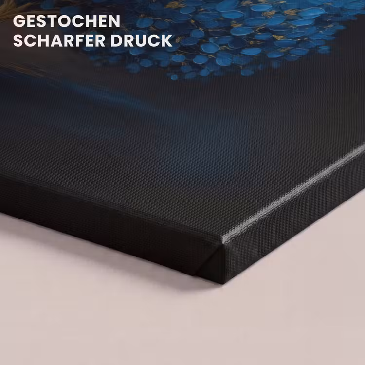 Boom - Blauw - Bladeren - Penseelstreken canvas 2cm klein -closeup_print_DE