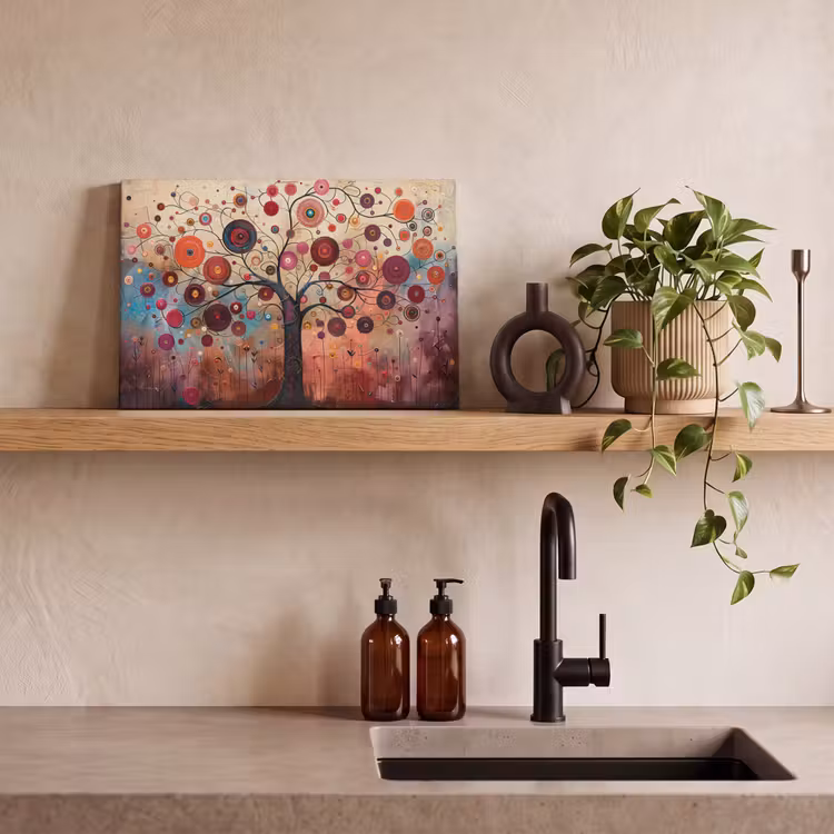 Levensboom - Bloemen - Roze - Hippie - Kunst canvas 2cm klein -sfeer3