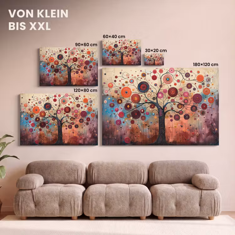 Levensboom - Bloemen - Roze - Hippie - Kunst canvas 2cm klein -Xsfeer8_DE