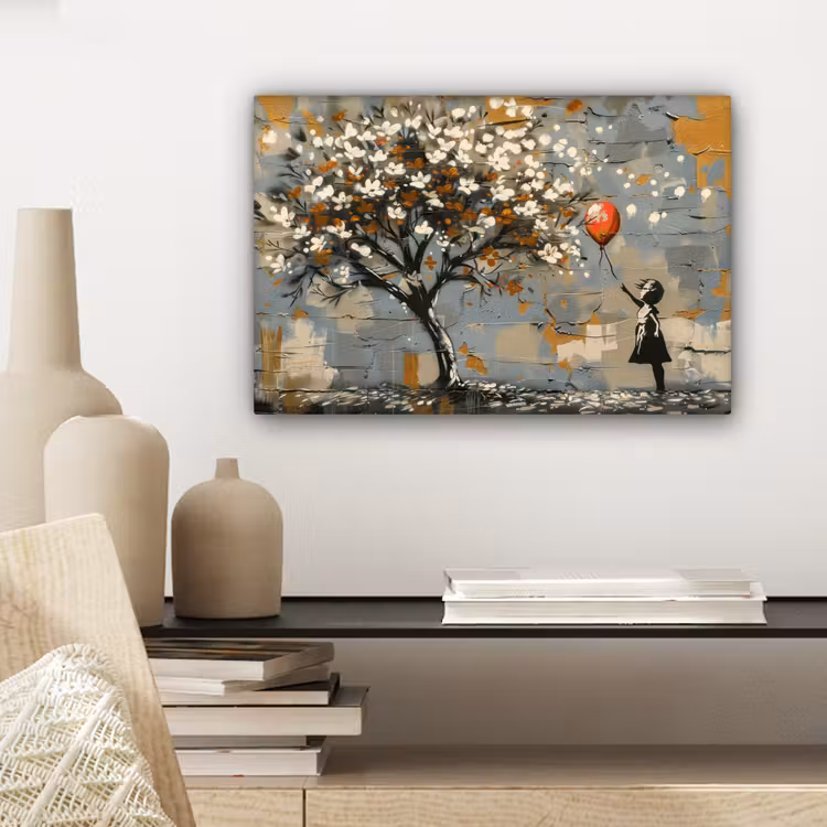 Boom - Graffiti - Banksy Style - Balloon Girl canvas 2cm klein -sfeer6