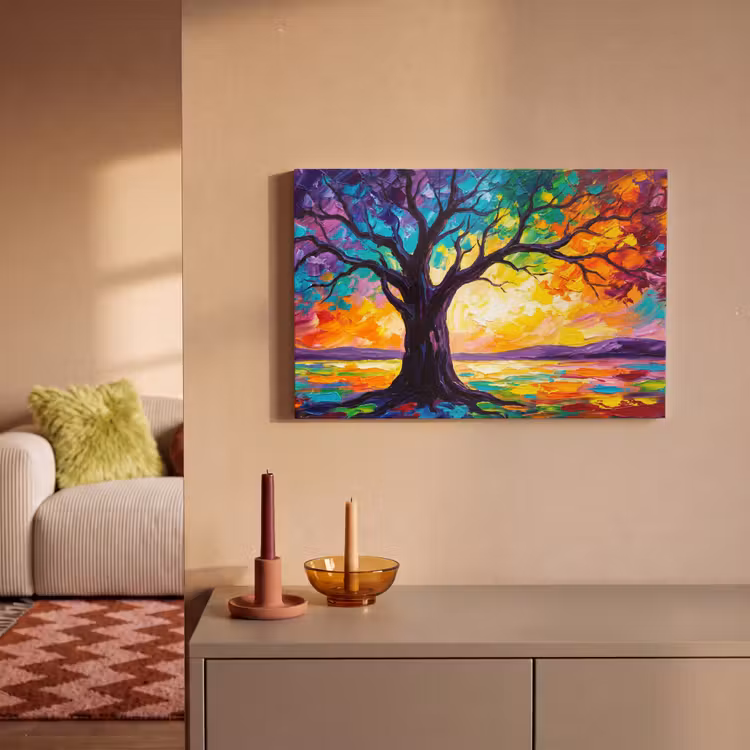 Boom - Landschap - Natuur - Abstract - Kleurrijk canvas 2cm klein -sfeer1