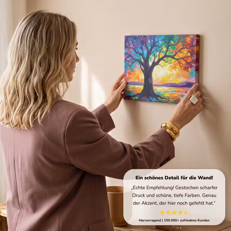 Boom - Landschap - Natuur - Abstract - Kleurrijk canvas 2cm klein -sfeer3