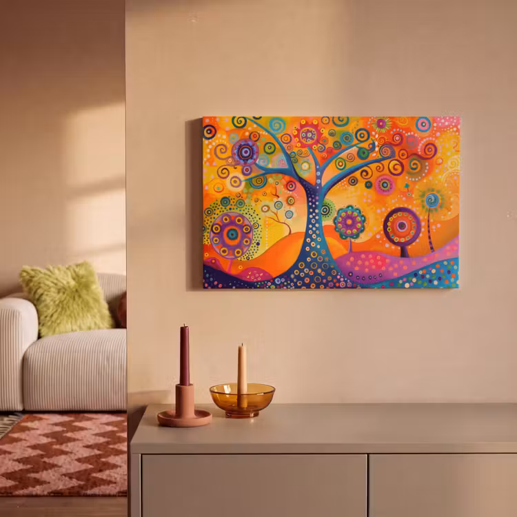 Boom - Levensboom - Abstract - Kleurrijk canvas 2cm klein -sfeer1