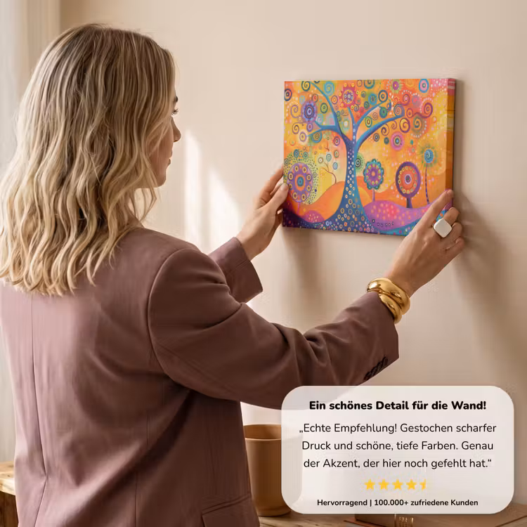 Boom - Levensboom - Abstract - Kleurrijk canvas 2cm klein -sfeer3