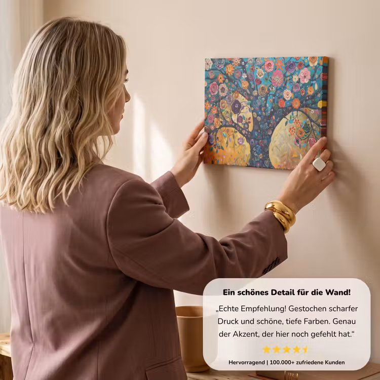 Boom - Levensboom - Kleurrijk - Bloemen - Modern canvas 2cm klein -Xsfeer7_DE