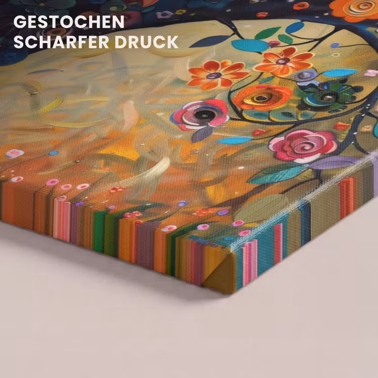 Boom - Levensboom - Kleurrijk - Bloemen - Modern canvas 2cm klein -closeup_print_DE