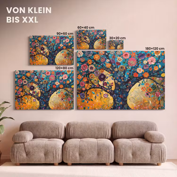 Boom - Levensboom - Kleurrijk - Bloemen - Modern canvas 2cm klein -Xsfeer8_DE