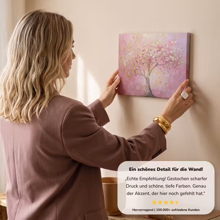 Boom - Roze - Goud - Modern canvas 2cm klein -sfeer3