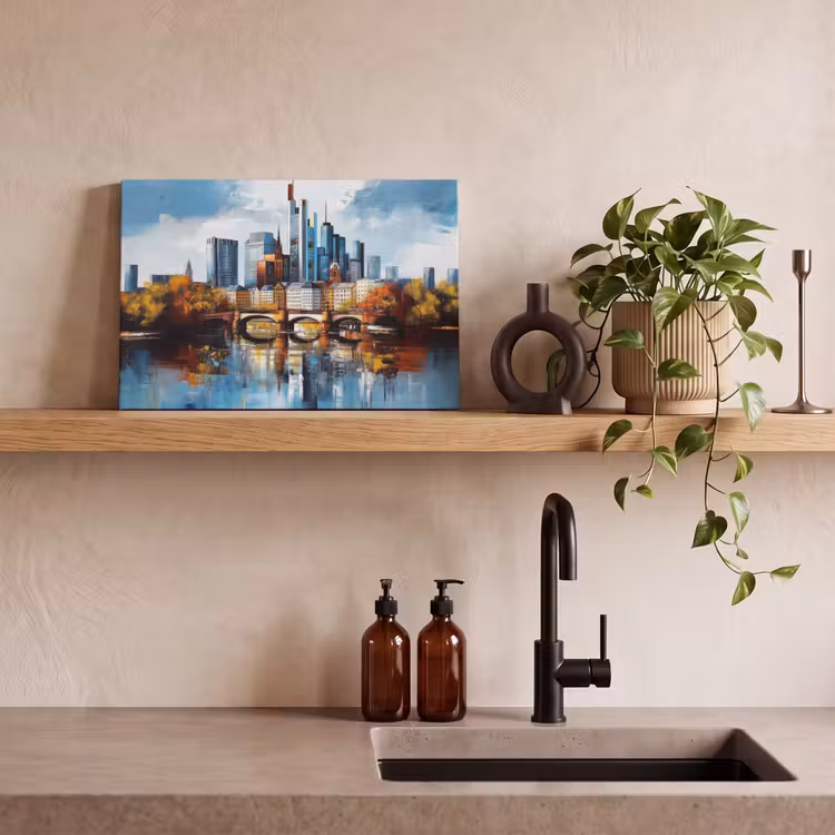 Bomen Frankfurt- Stad - Skyline - Brug canvas 2cm klein -sfeer3