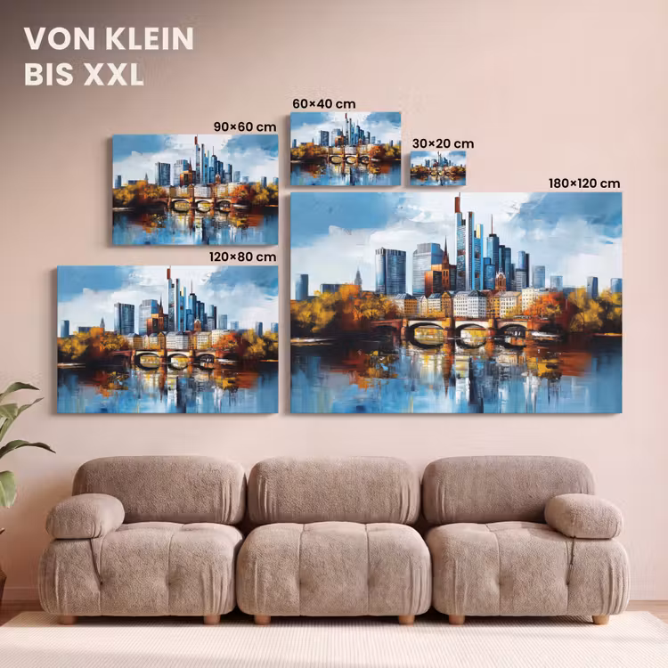 Bomen Frankfurt- Stad - Skyline - Brug canvas 2cm klein -Xsfeer8_DE